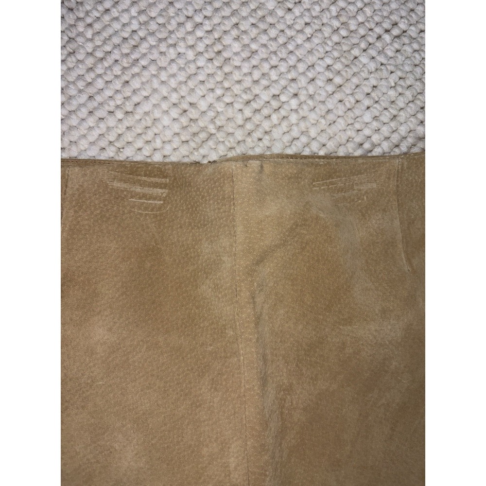 Newport News Suede Leather Pencil Skirt Womens 12 Tan Camel Lined Back Zip - Picture 5 of 9